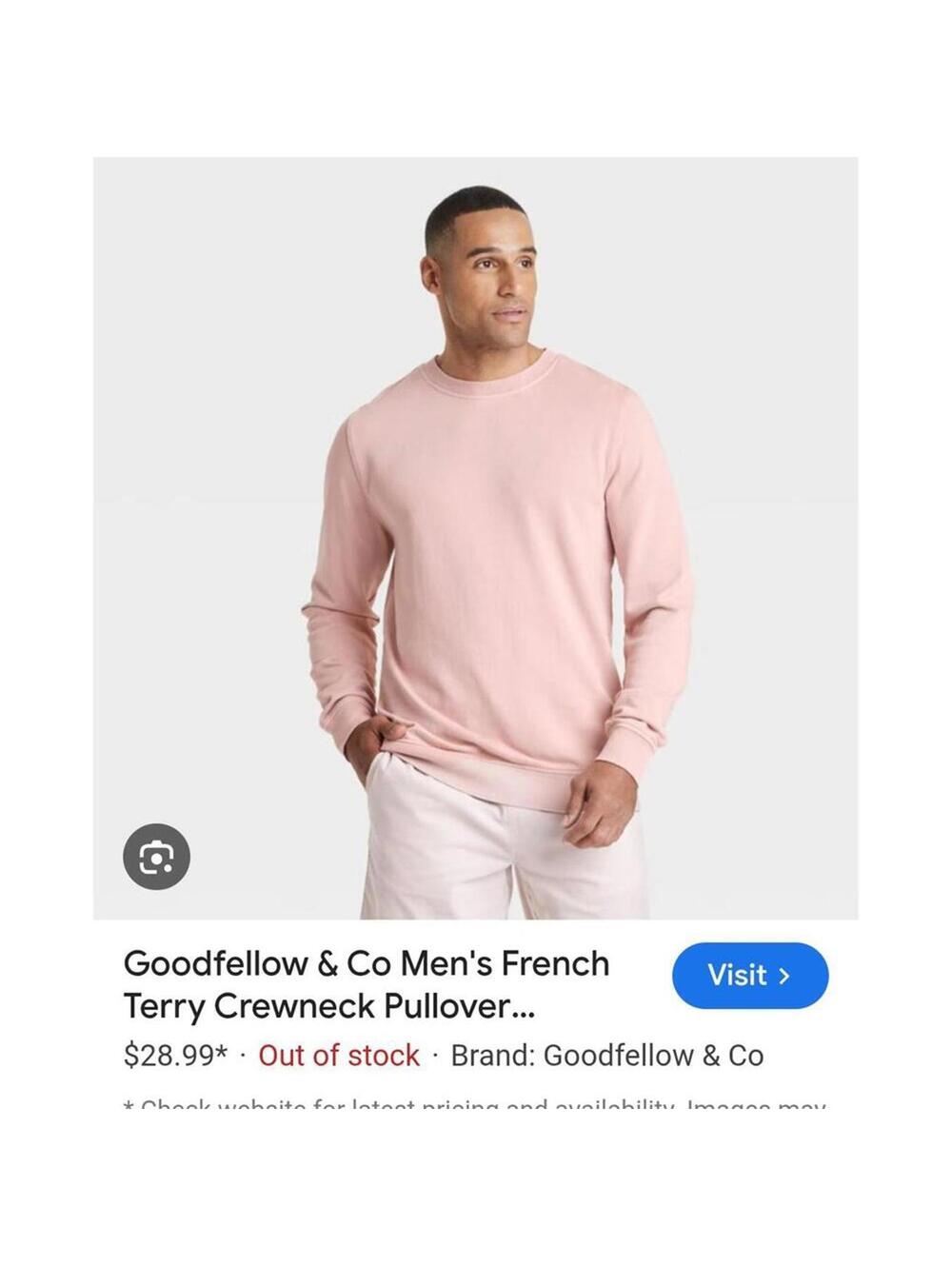 Mens Goodfellow & Co XL Pale Pink Crewneck sweatshirt also would fit womens XL